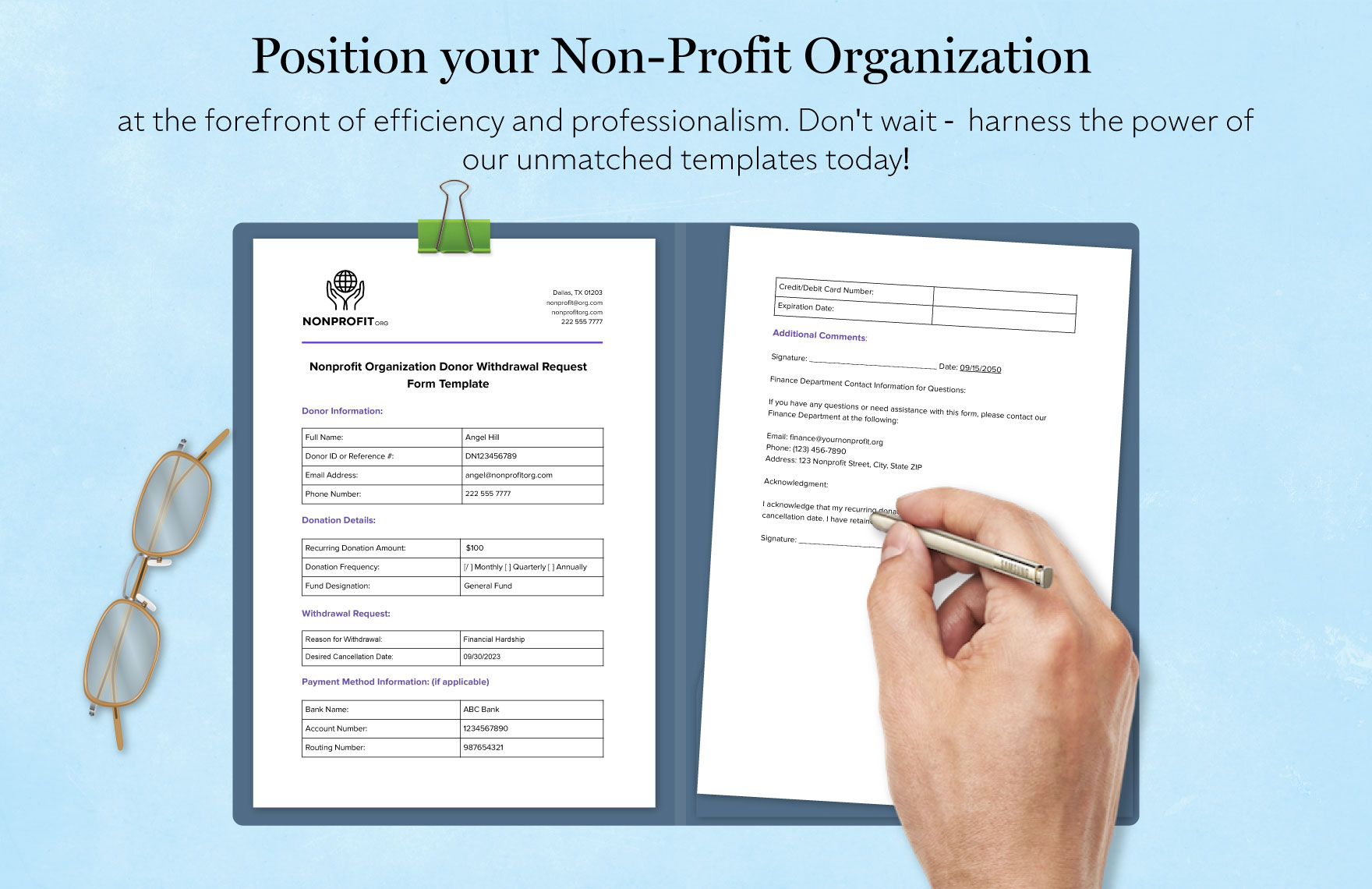 Nonprofit Organization Donor Withdrawal Request Form Template