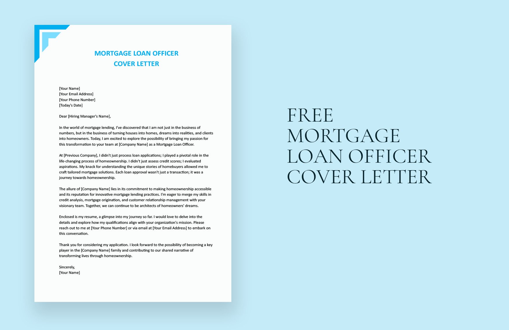 Mortgage Loan Officer Cover Letter