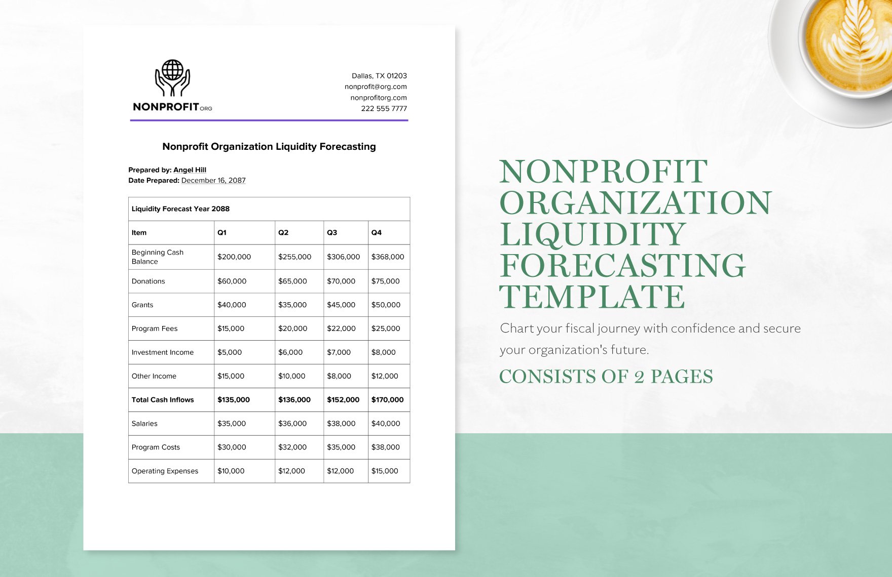 Nonprofit Organization Liquidity Forecasting Template
