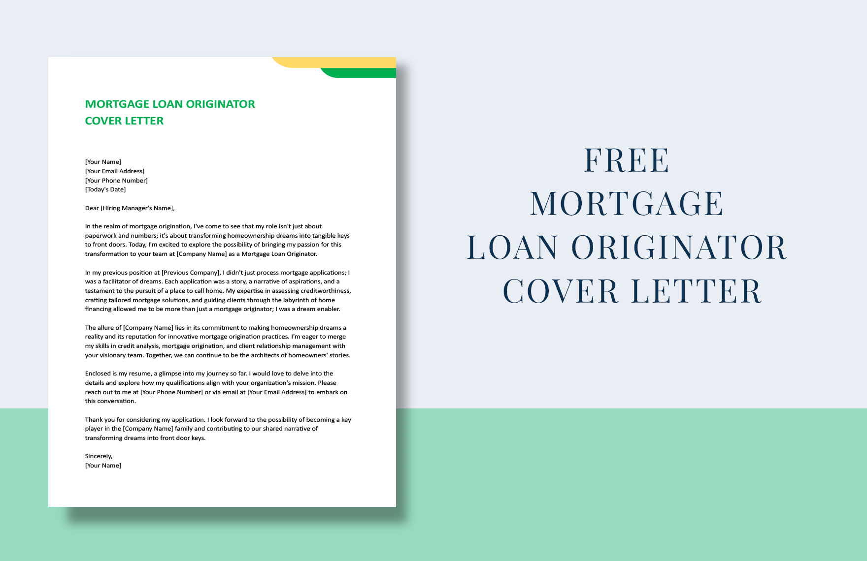 Mortgage Loan Originator Cover Letter in Word, Google Docs