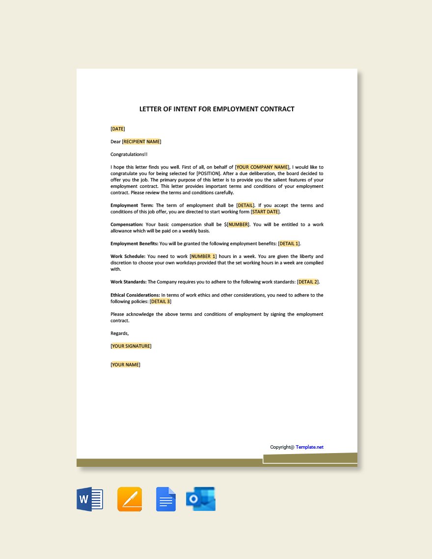 Letter Of Intent for College Graduate Program Template