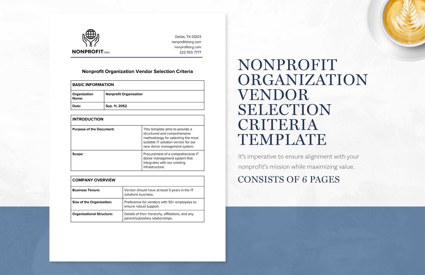 Nonprofit Organization Vendor Selection Criteria Template