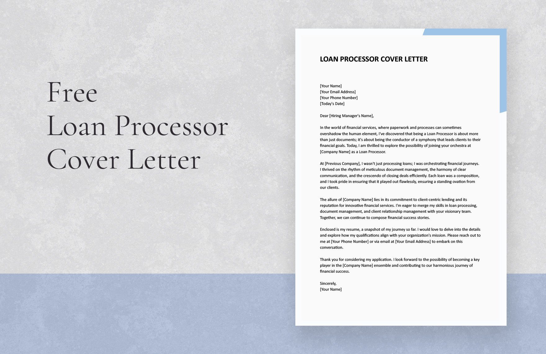Loan Processor Cover Letter in Word, Google Docs