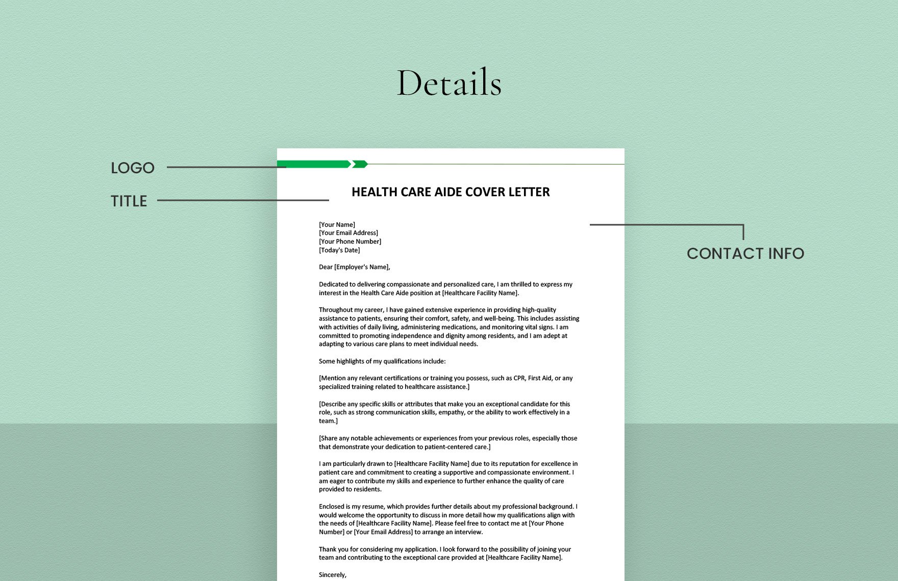 Health Care Aide Cover Letter