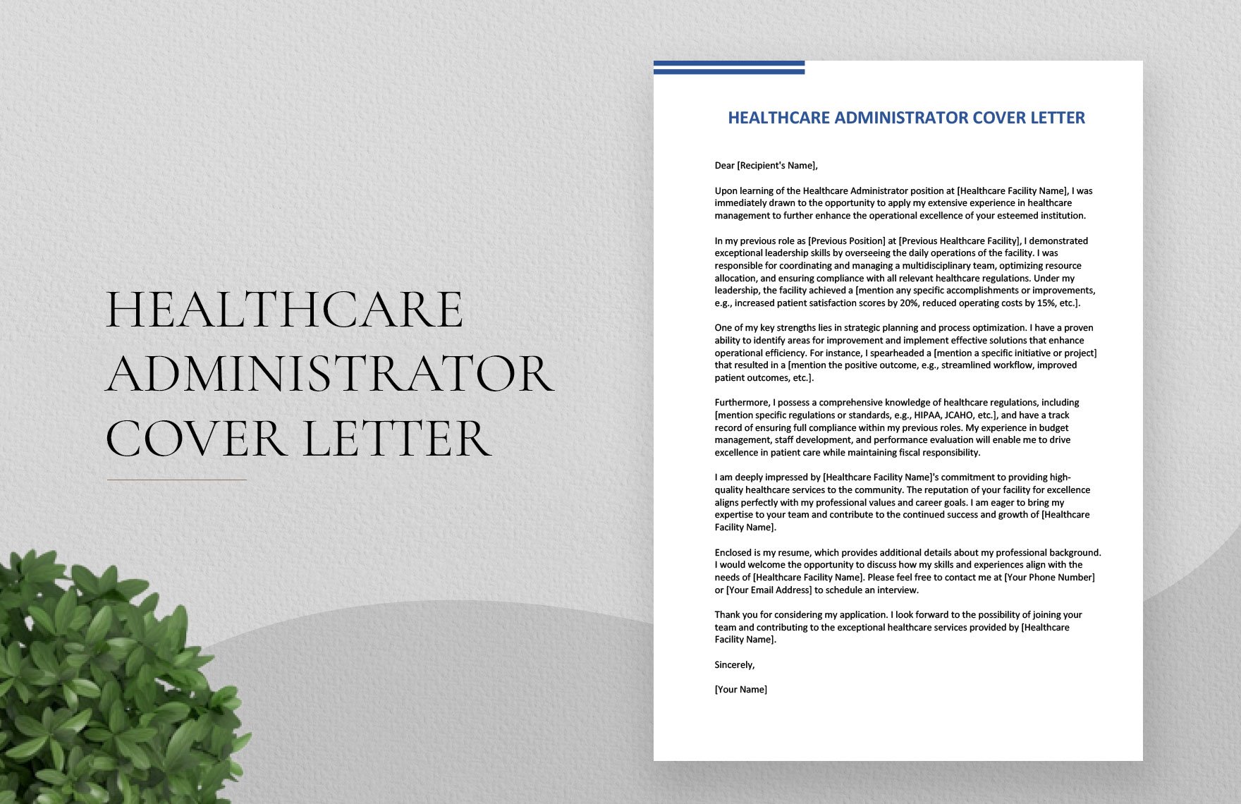 Healthcare Administrator Cover Letter