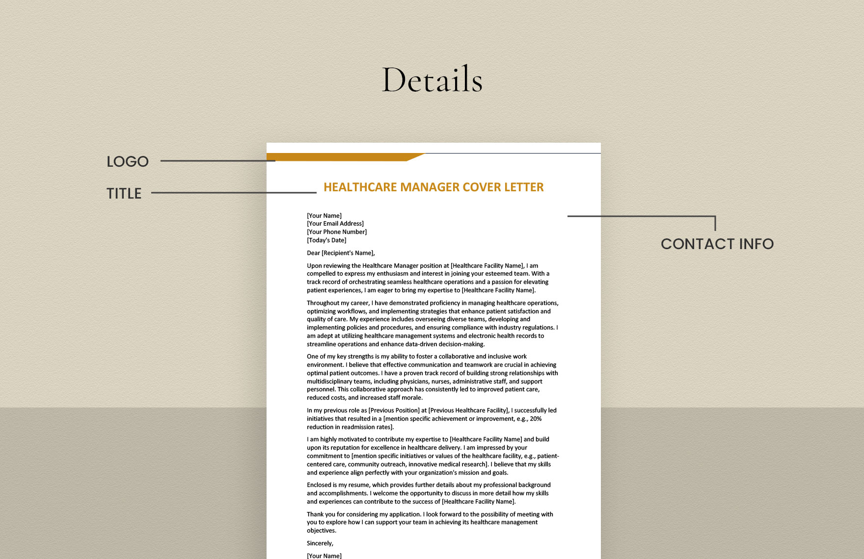 Healthcare Manager Cover Letter