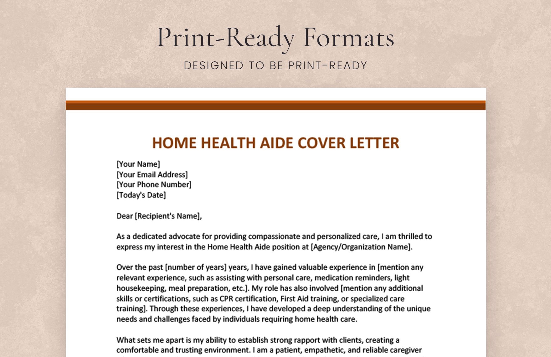 Home Health Aide Cover Letter