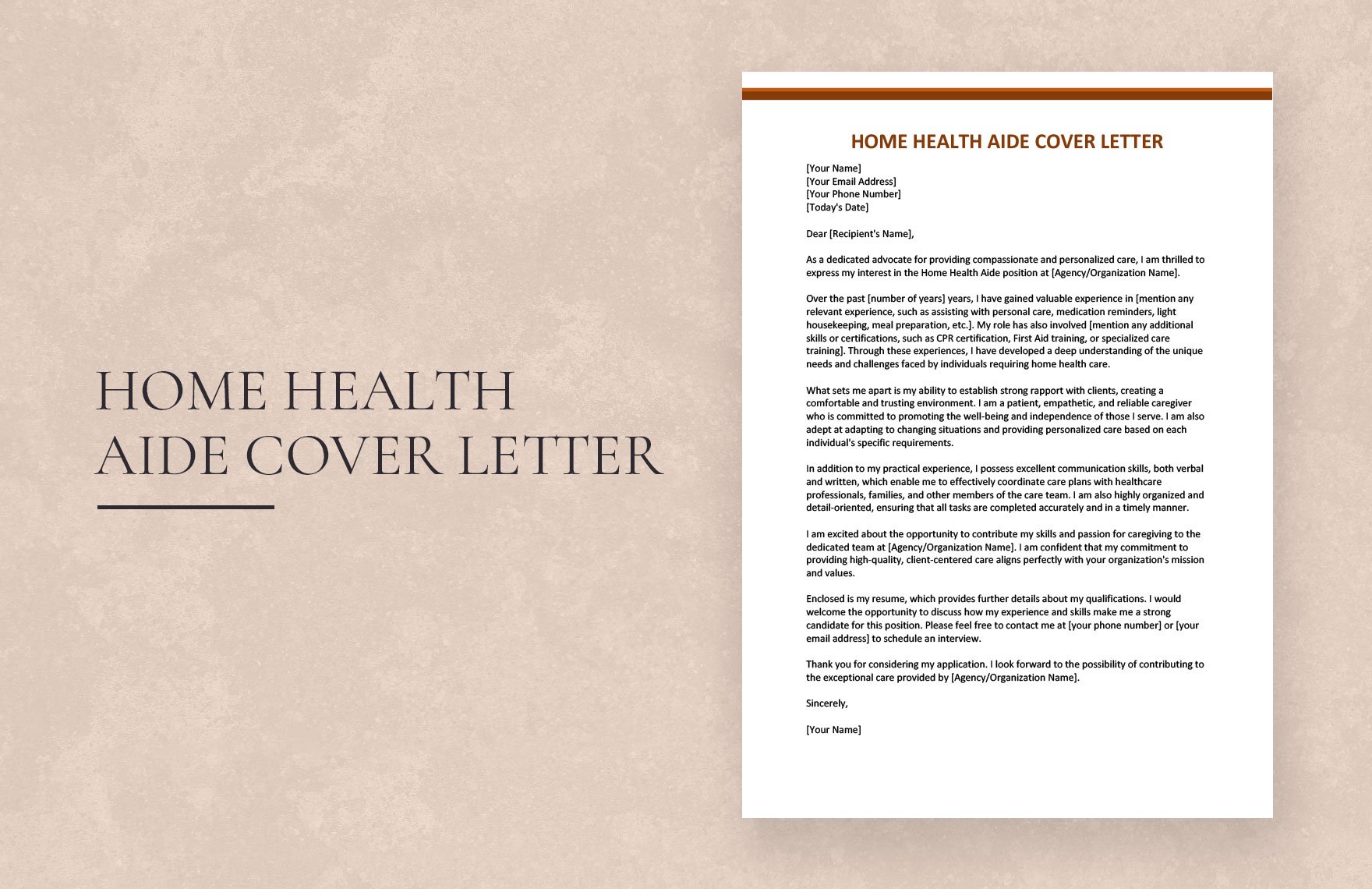 Home Health Aide Cover Letter