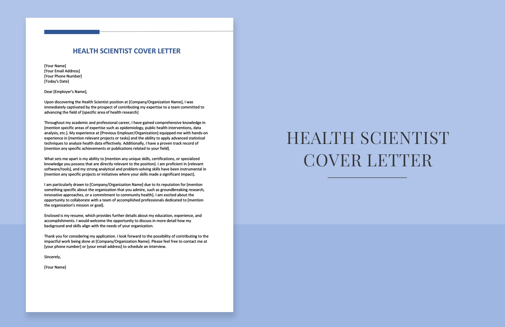 Health Scientist Cover Letter in Word, Google Docs