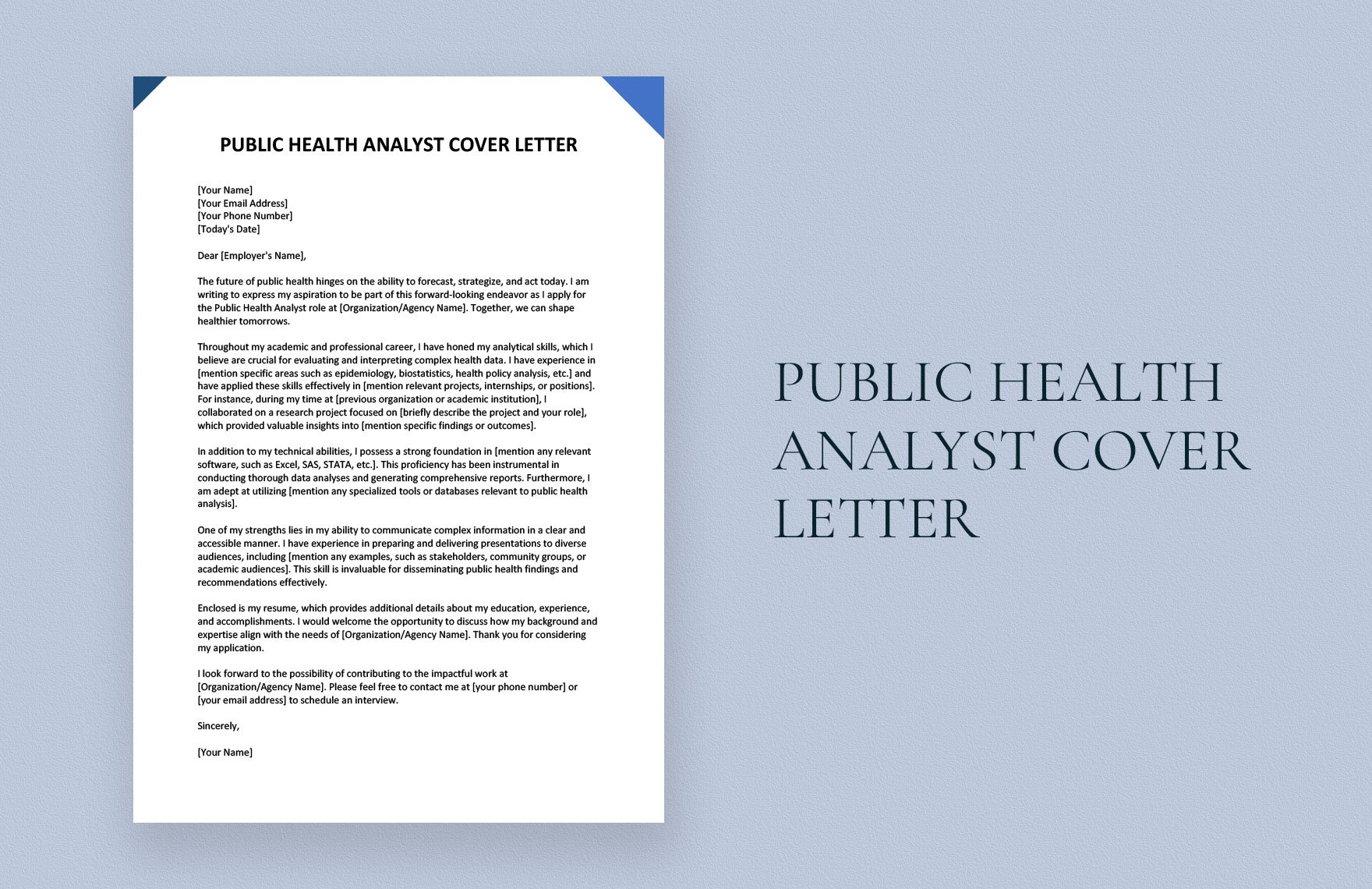 Public Health Analyst Cover Letter
