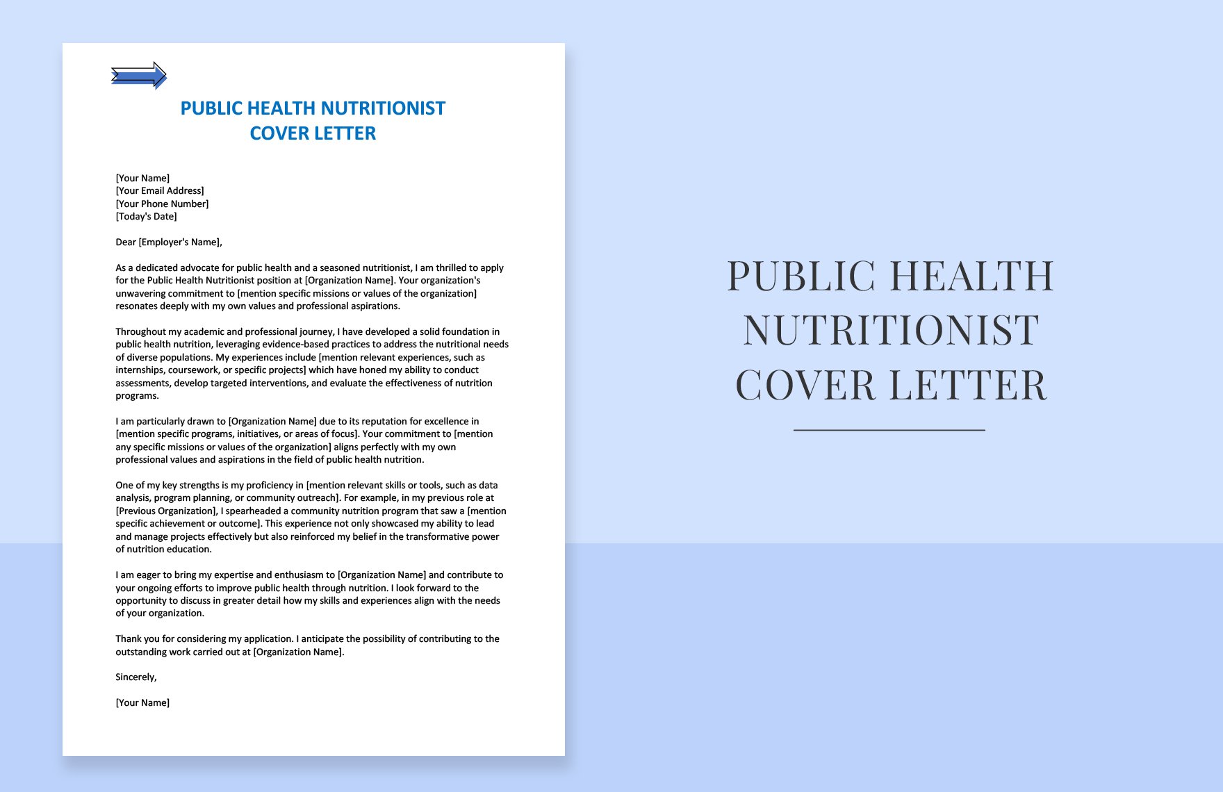 Public Health Nutritionist Cover Letter in Word, Google Docs