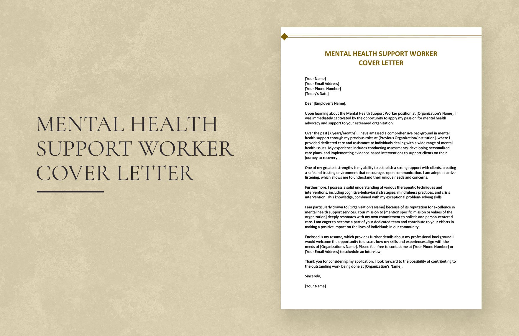 Mental Health Support Worker Cover Letter