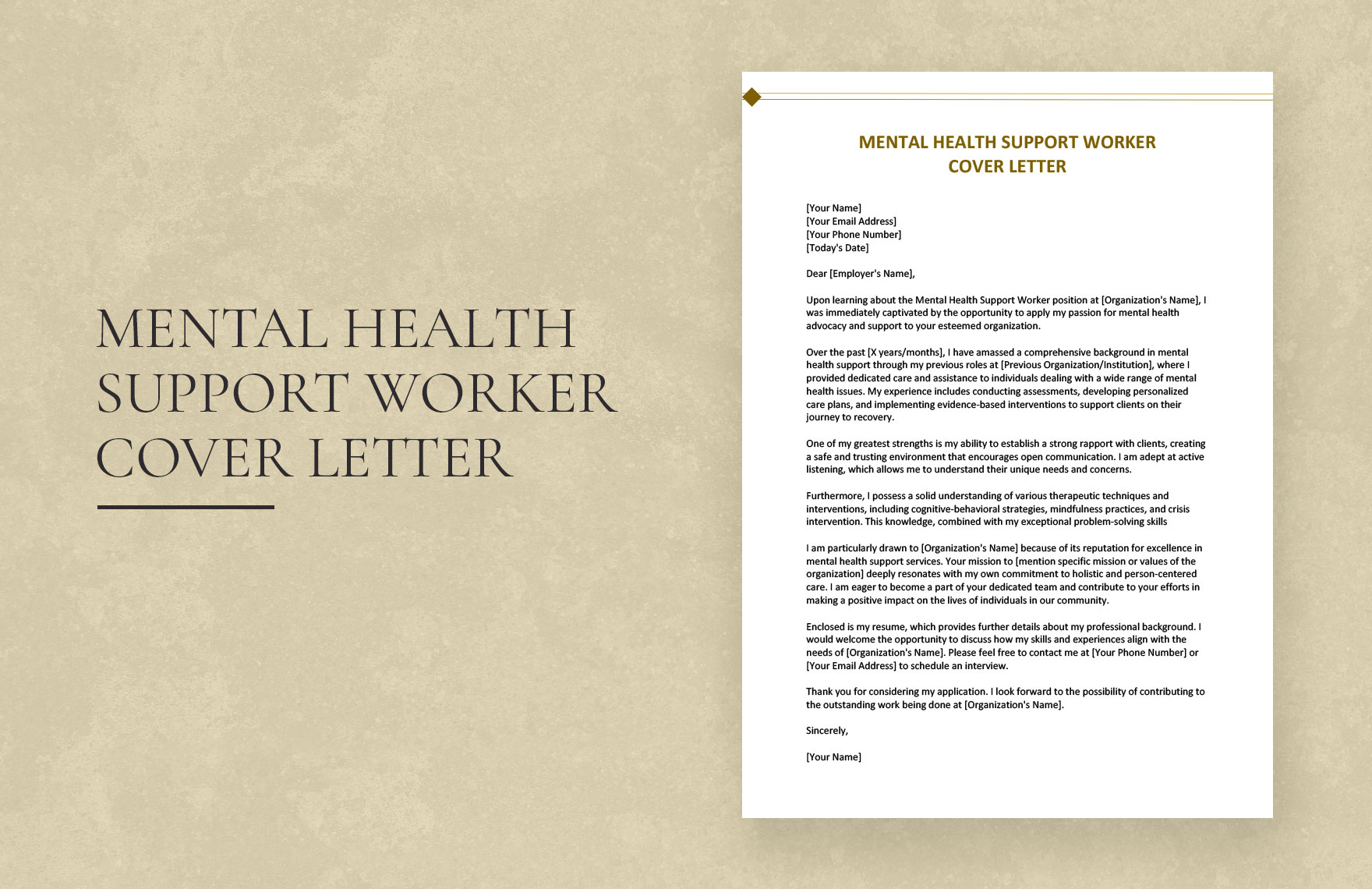 Mental Health Support Worker Cover Letter in Word, Google Docs