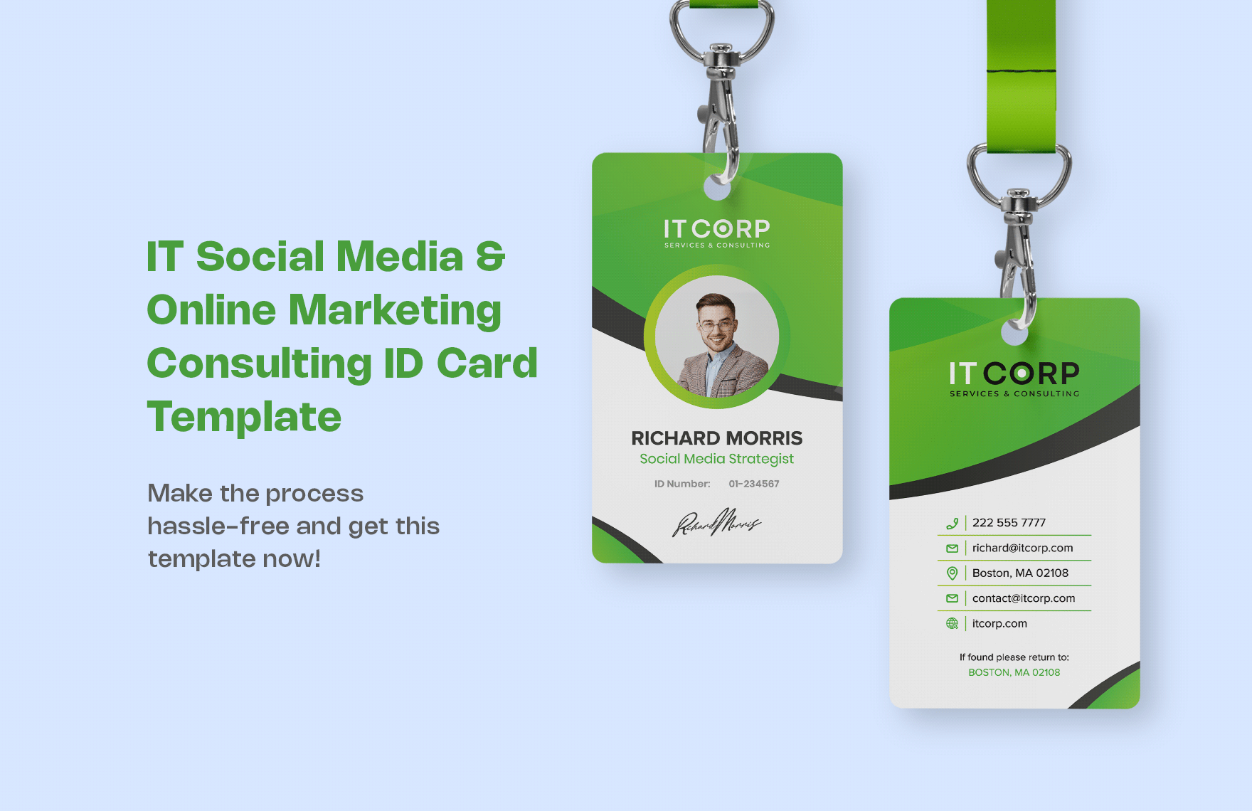 IT Social Media & Online Marketing Consulting ID Card Template