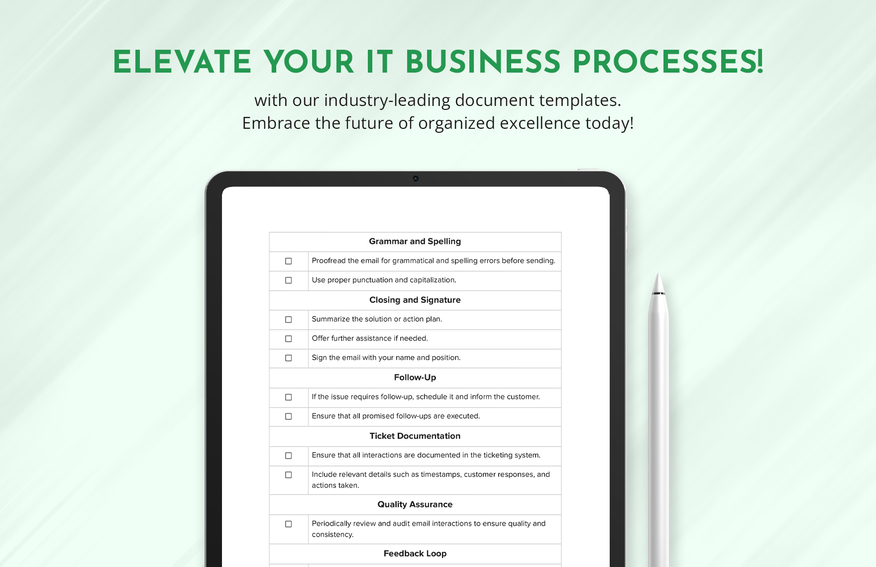 IT Email Support Checklist Template