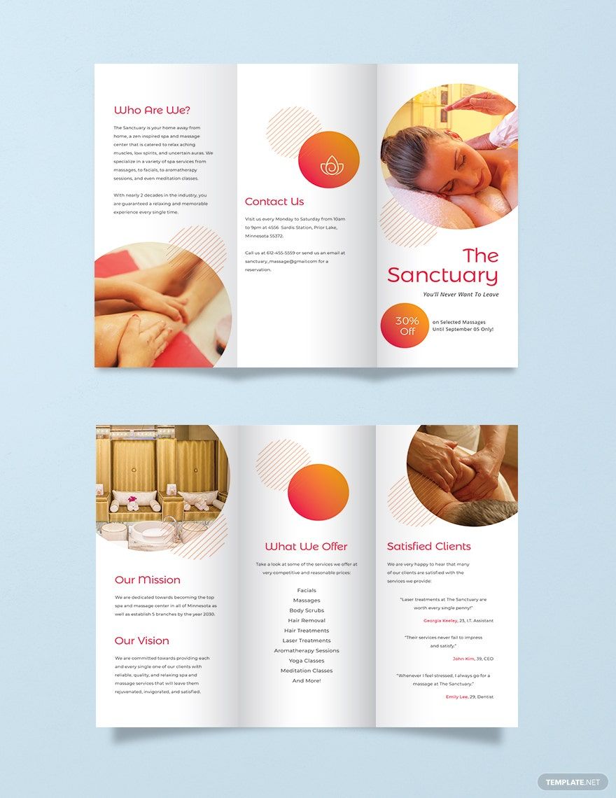 Massage Therapy Tri-Fold Brochure Template