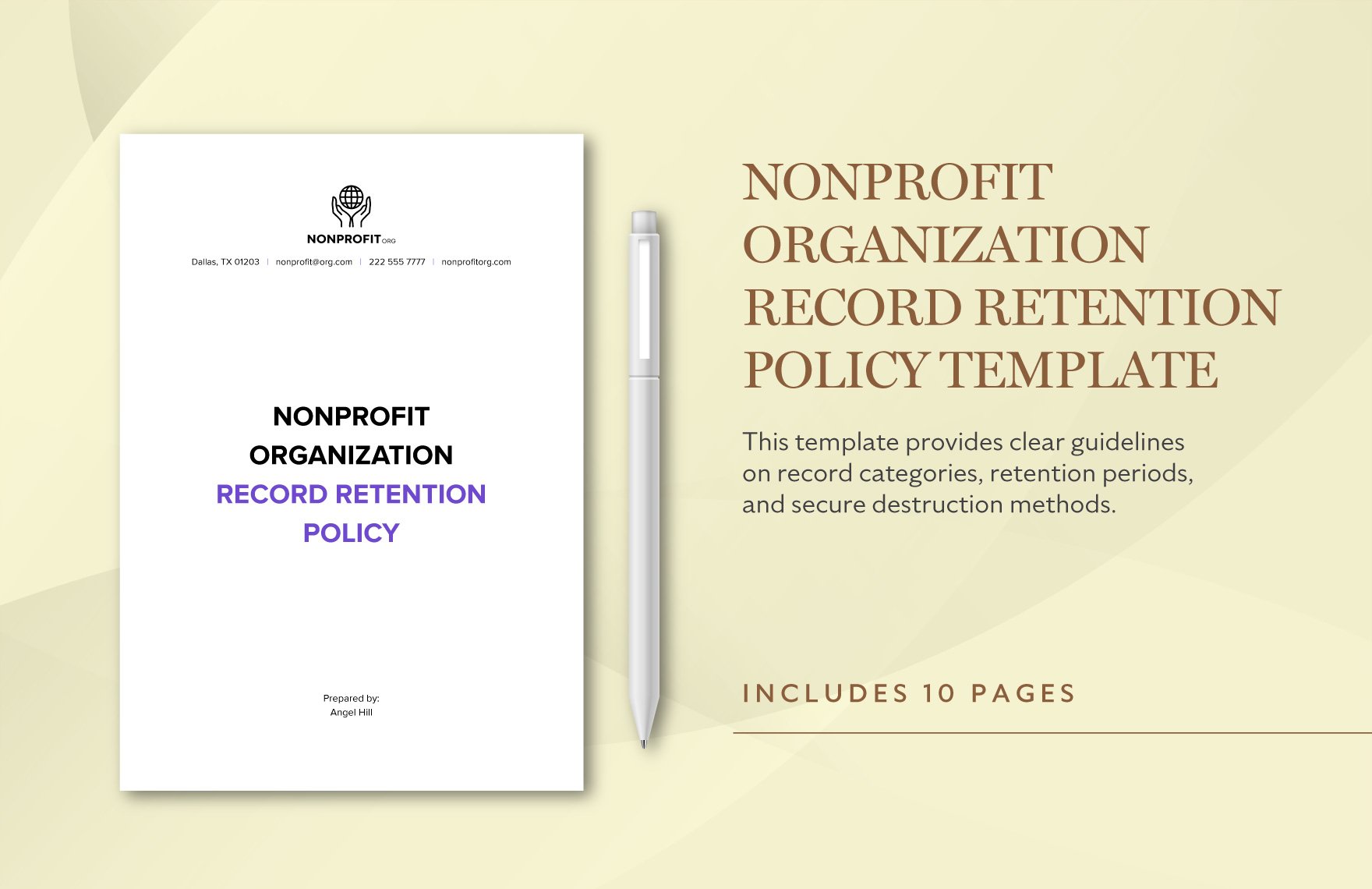 Nonprofit Organization Record Retention Policy Template in Word, Google Docs, PDF