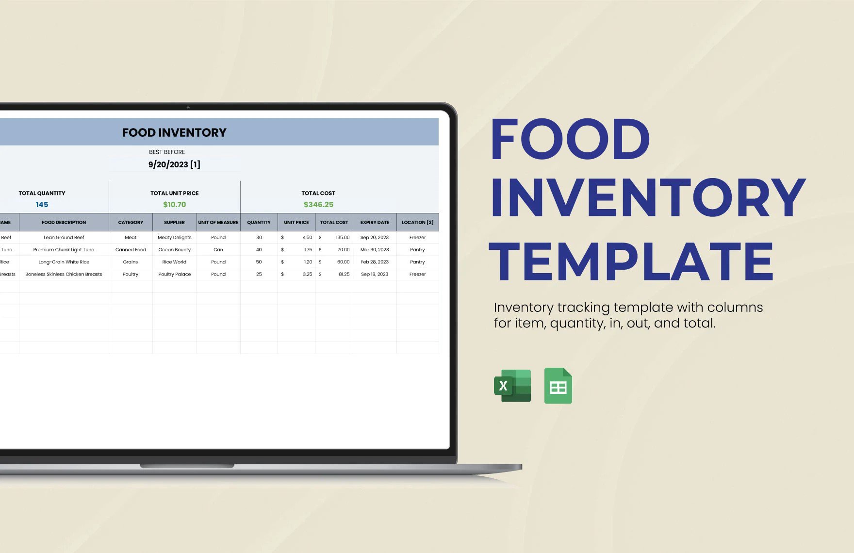Free Food Inventory Template in Excel, Google Sheets
