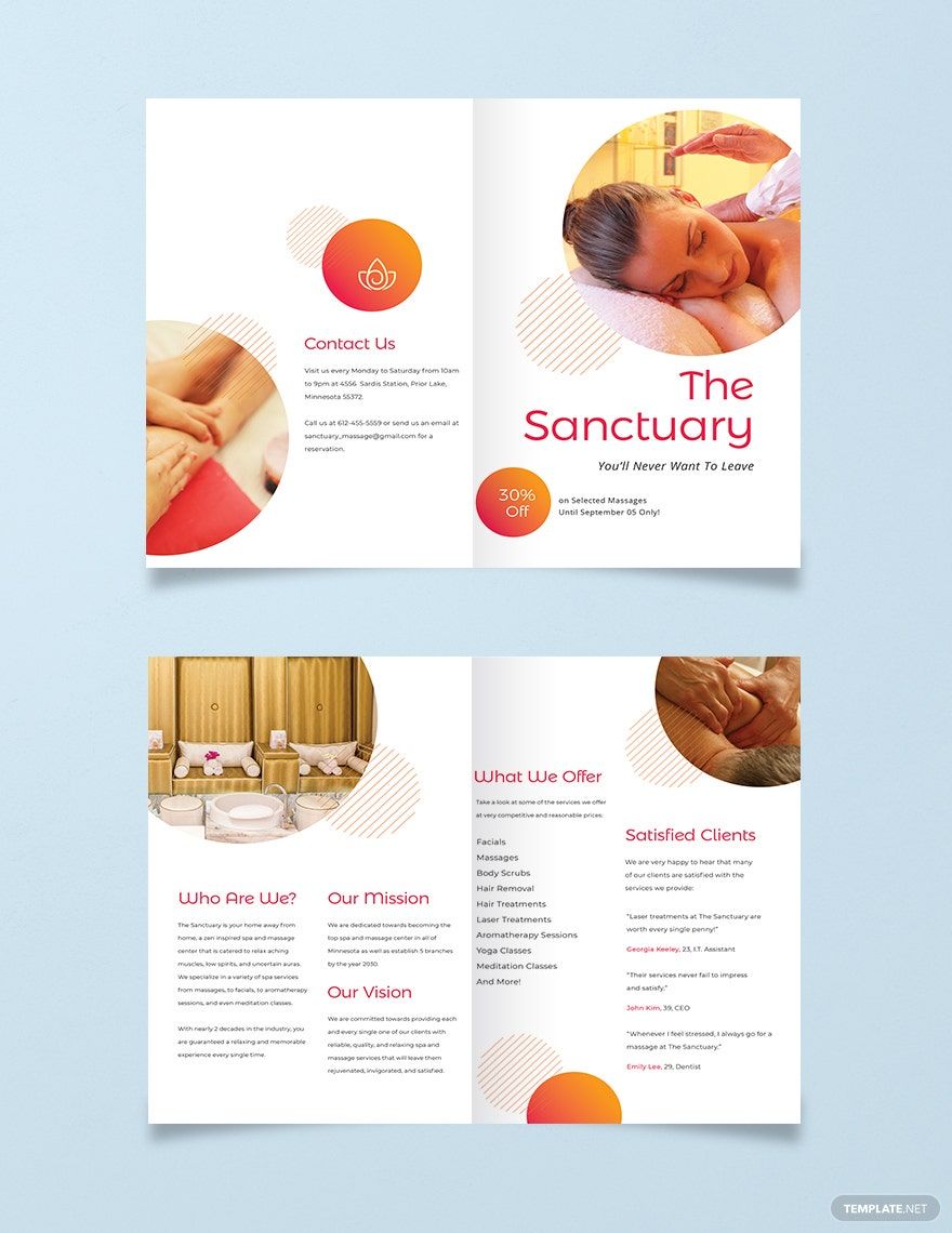 Massage Therapy Bi-Fold Brochure Template