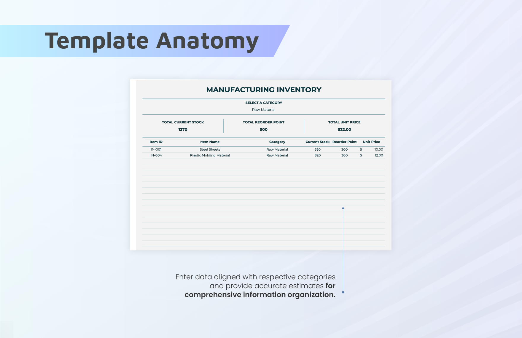 Manufacturing Inventory Template