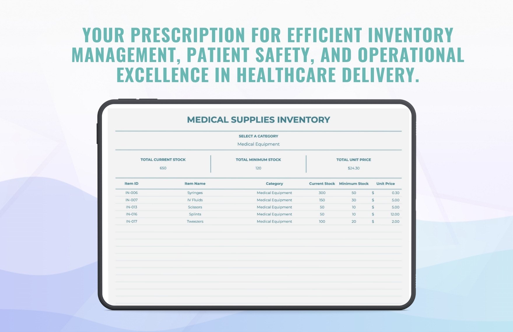 Medical Supplies Inventory Template