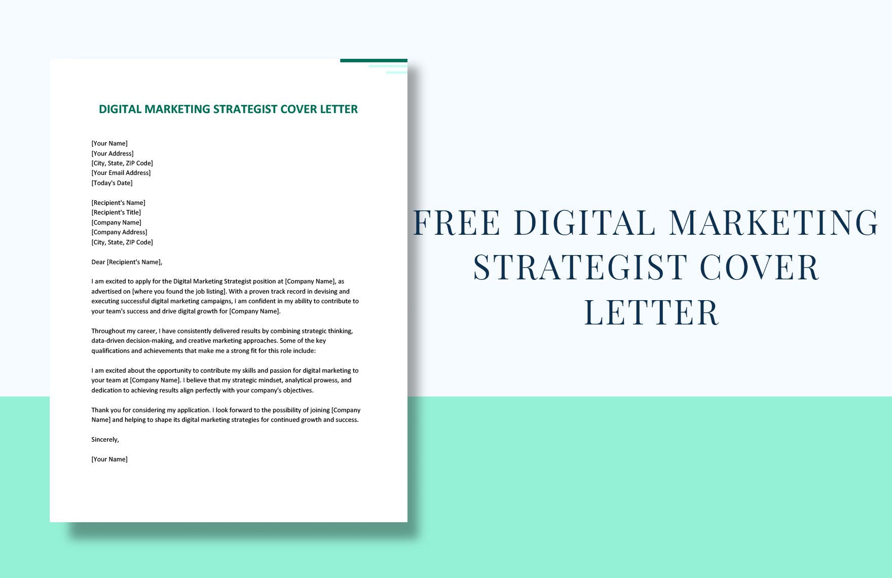 Digital Marketing Strategist Cover Letter in Word, Google Docs