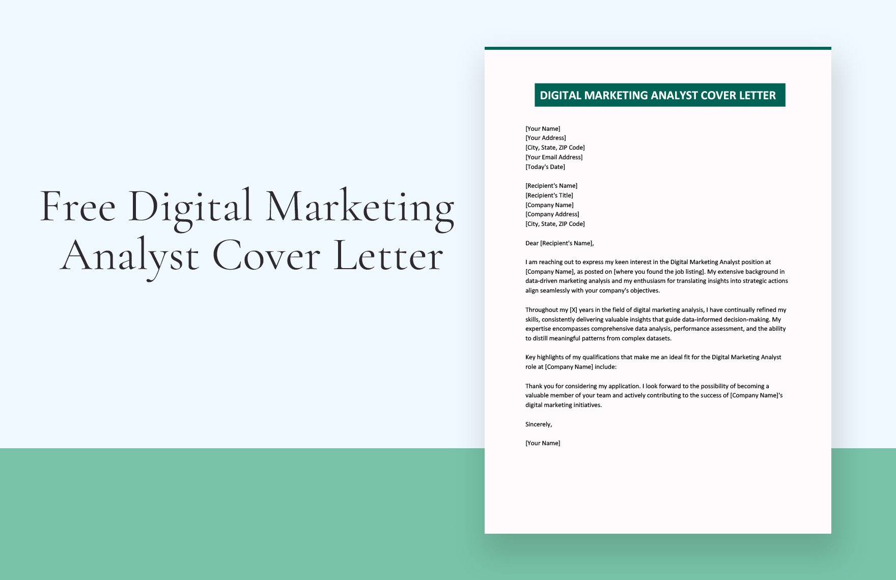 Digital Marketing Analyst Cover Letter in Word, Google Docs