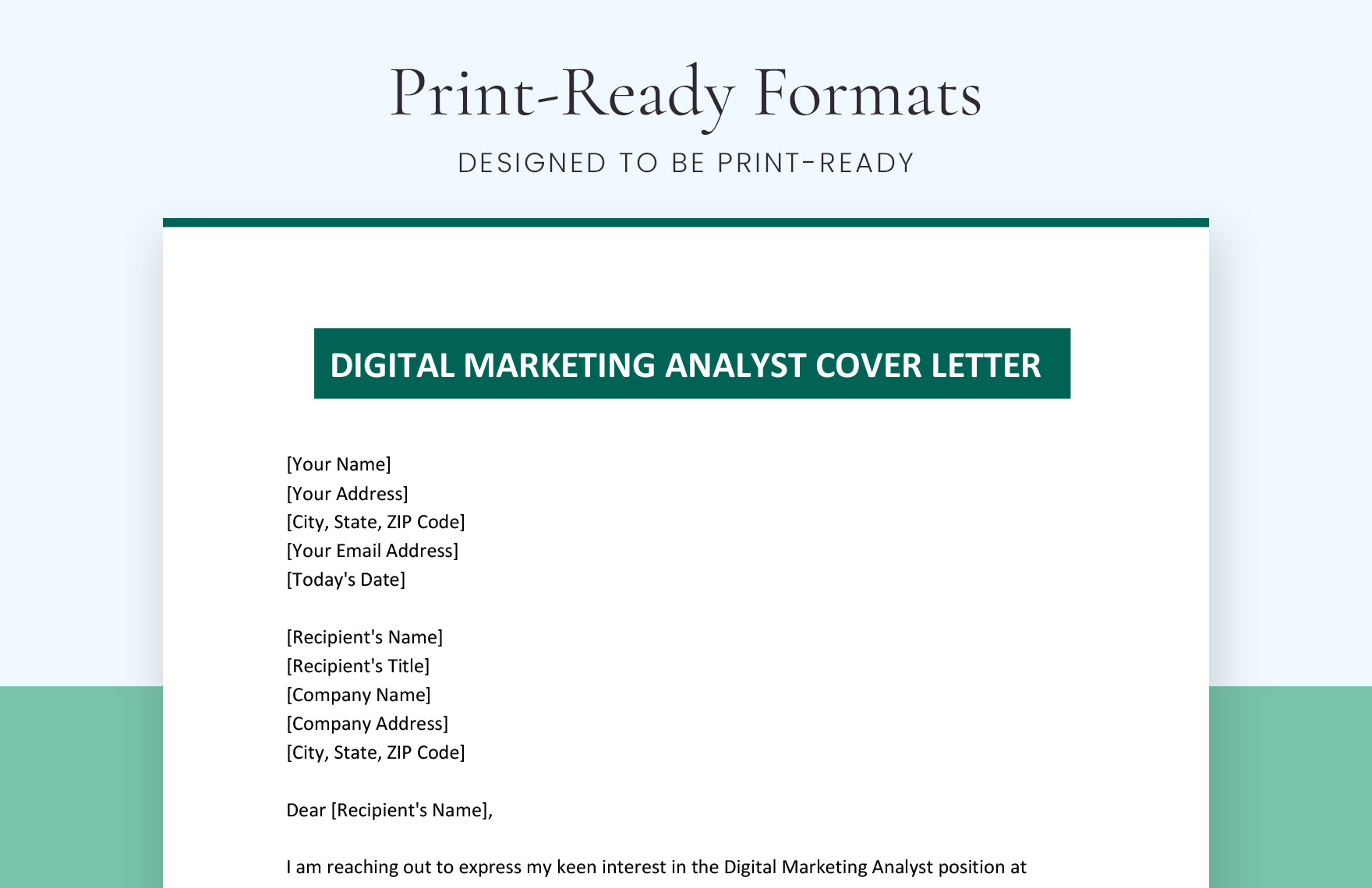 Digital Marketing Analyst Cover Letter