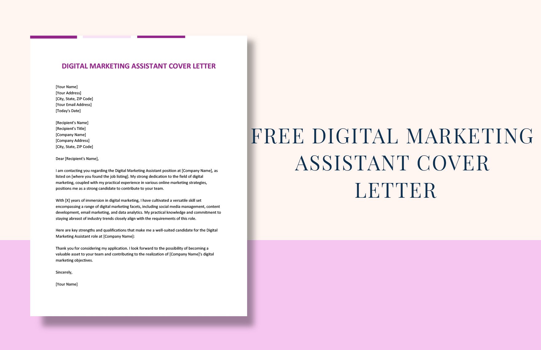 Digital Marketing Assistant Cover Letter in Word, Google Docs
