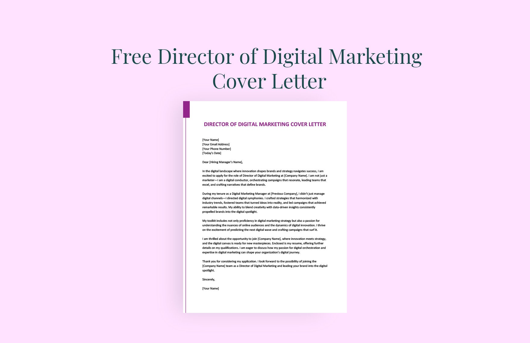 Director of Digital Marketing Cover Letter