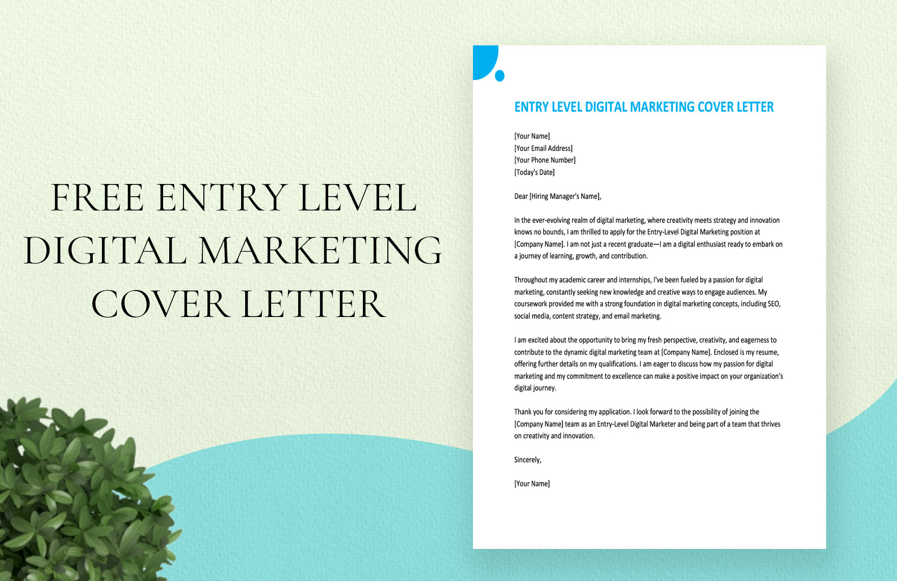 Entry Level Digital Marketing Cover Letter in Word, Google Docs