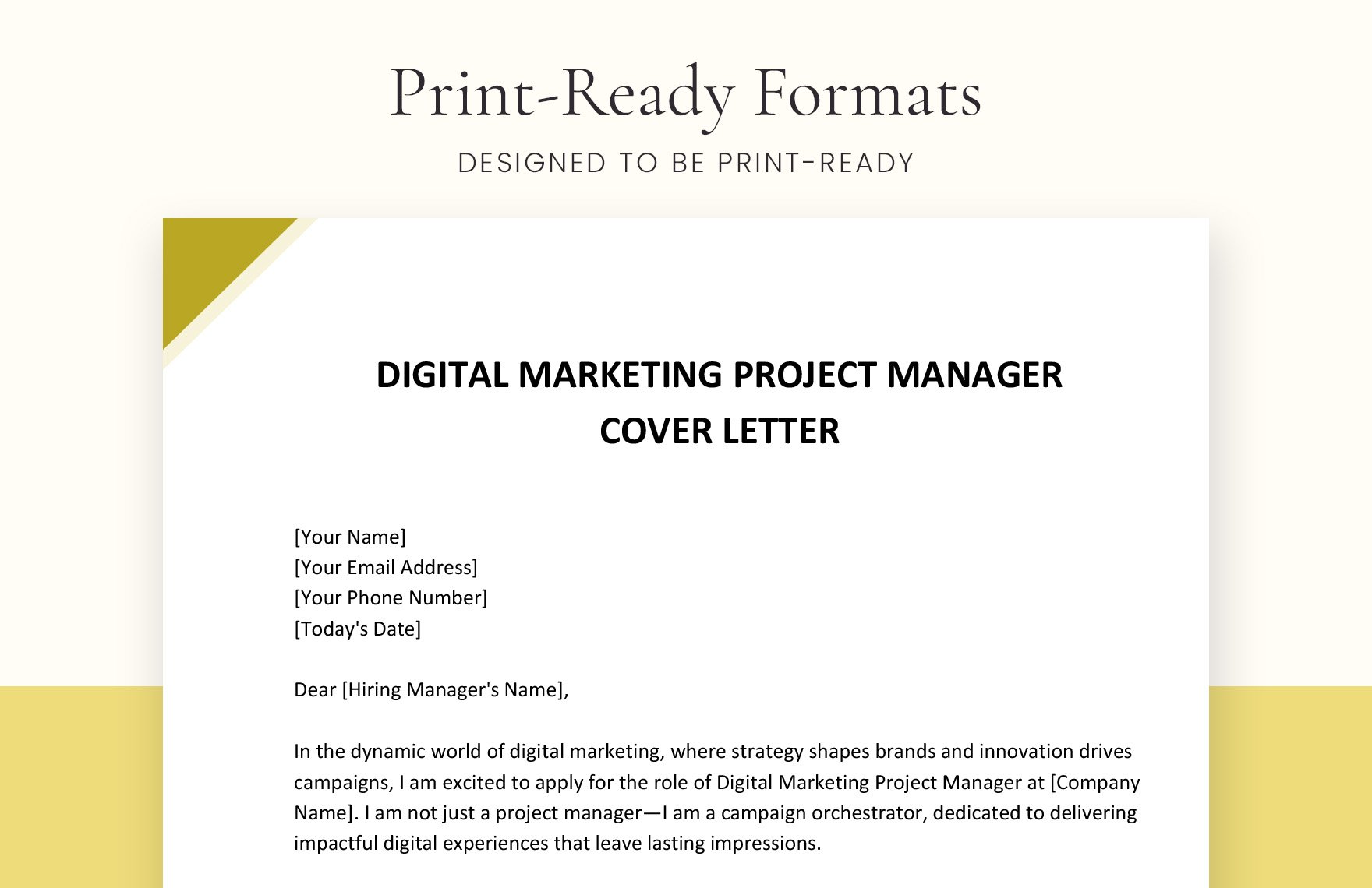 Digital Marketing Project Manager Cover Letter