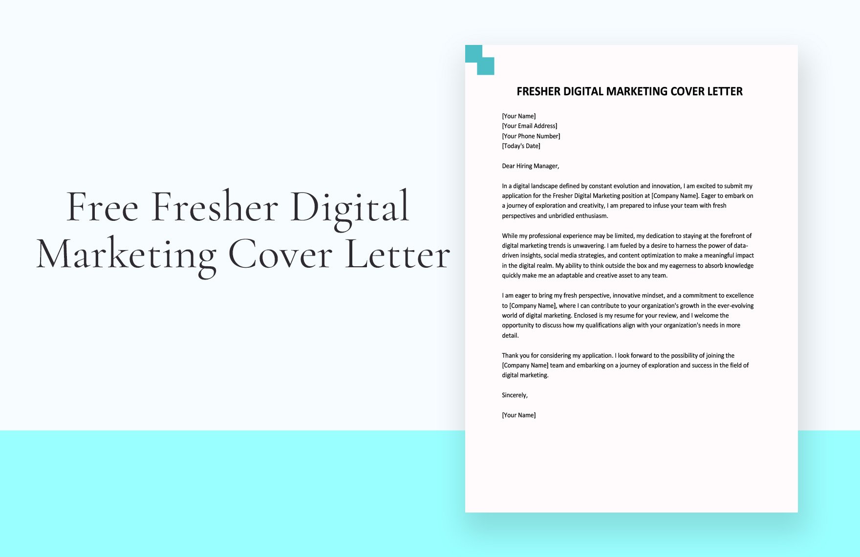 Fresher Digital Marketing Cover Letter in Word, Google Docs