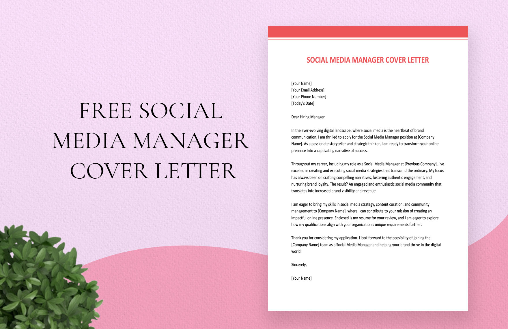 Social Media Manager Cover Letter in Word, Google Docs