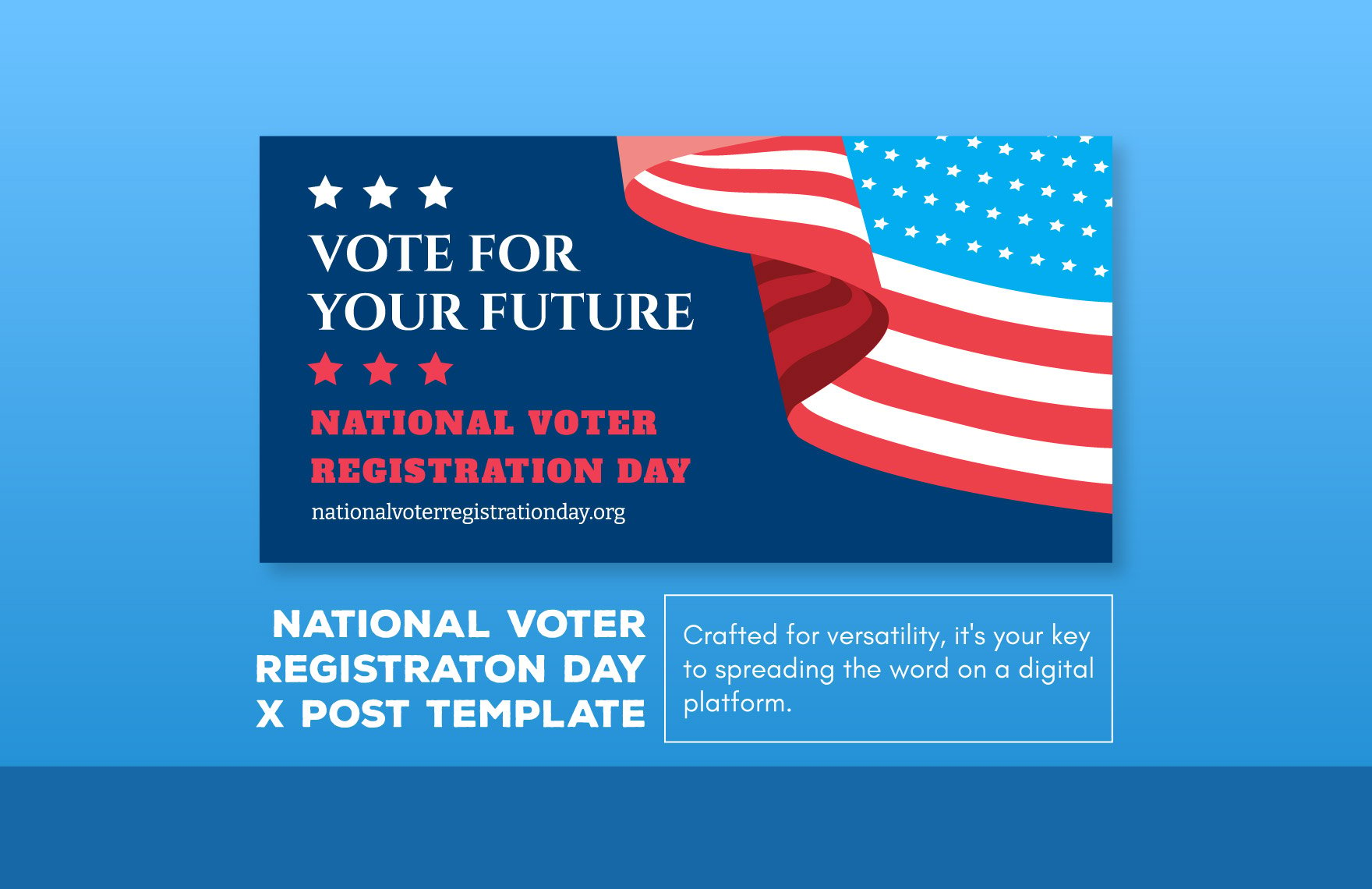 Free National Voter Registration Day X Post Template in Illustrator, PSD, PNG