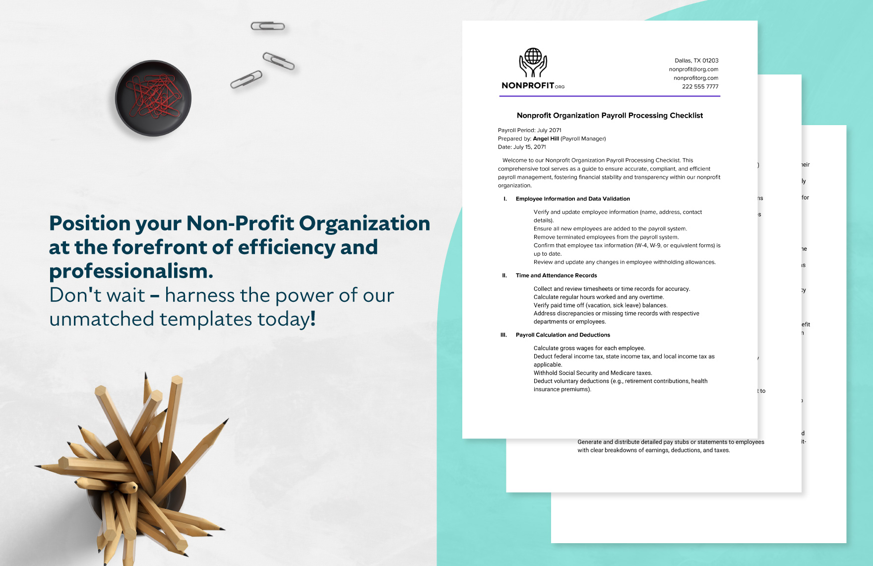 Nonprofit Organization Payroll Processing Checklist Template