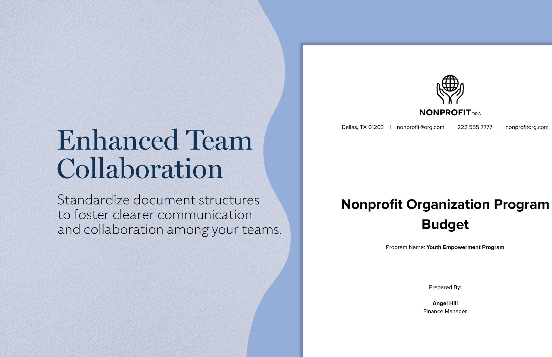 Nonprofit Organization Program Budget Template
