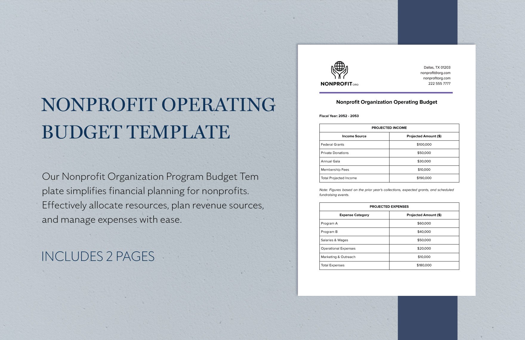 Nonprofit Organization Operating Budget Template