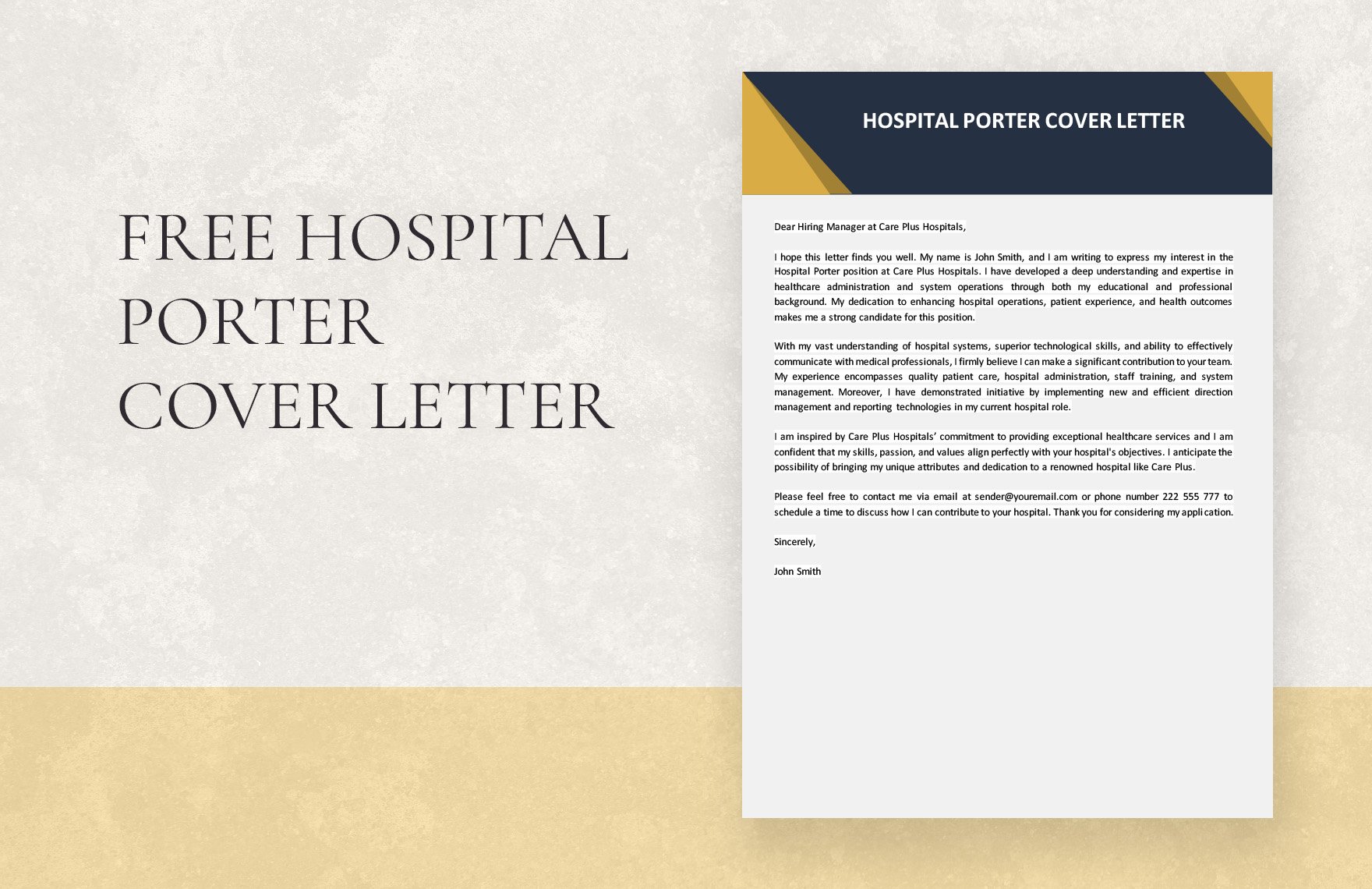 cover letter for hospital porter