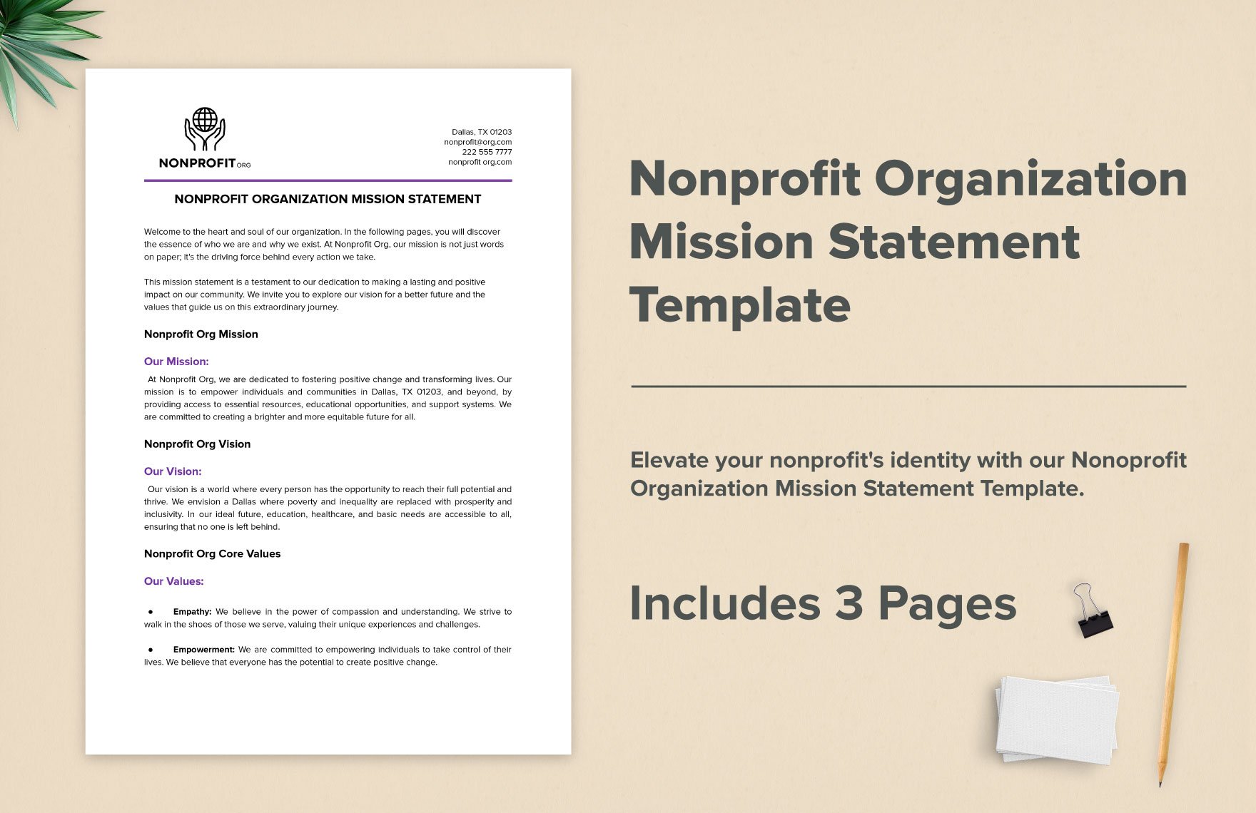 Nonprofit Organization Mission Statement Template
