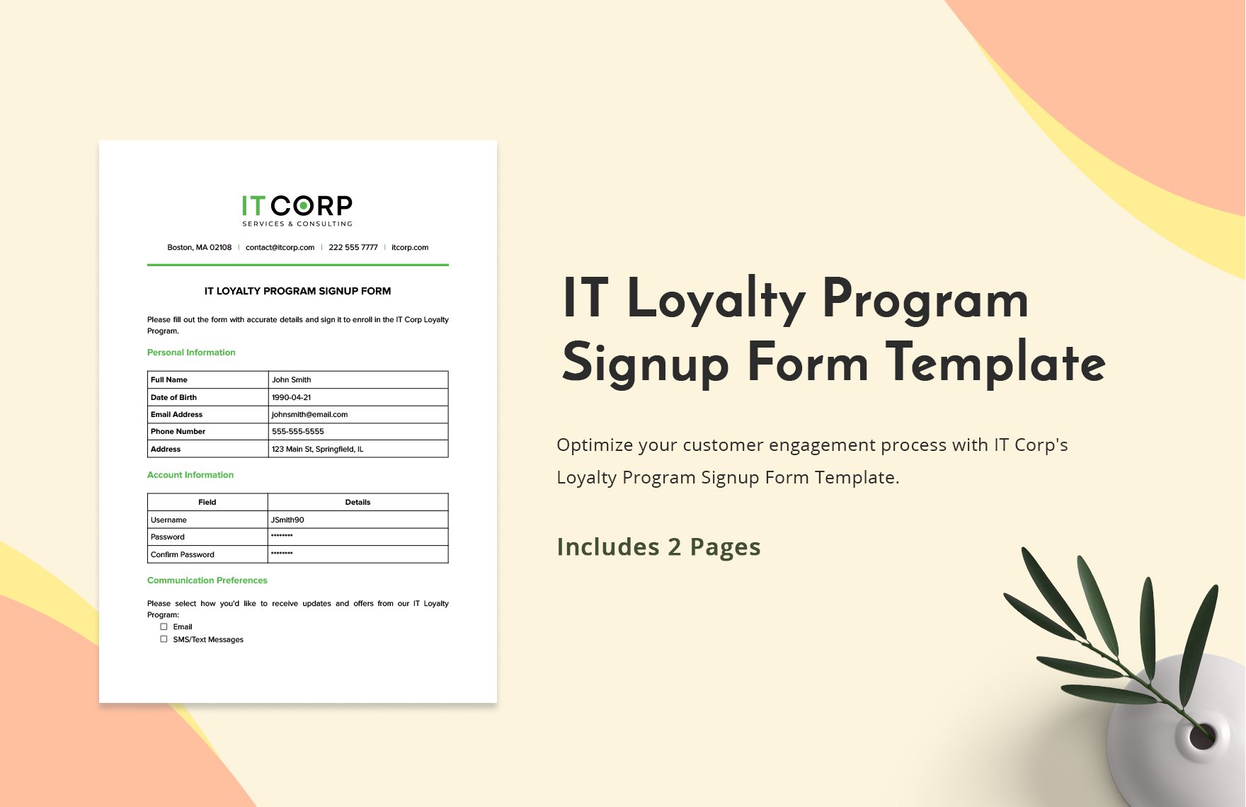 IT Loyalty Program Signup Form Template