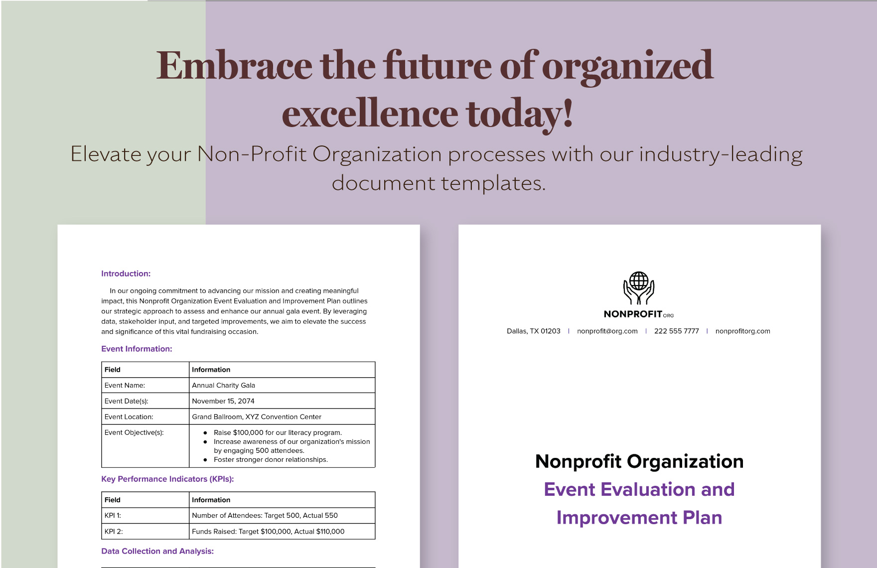 Nonprofit Organization Event Evaluation and Improvement Plan Template