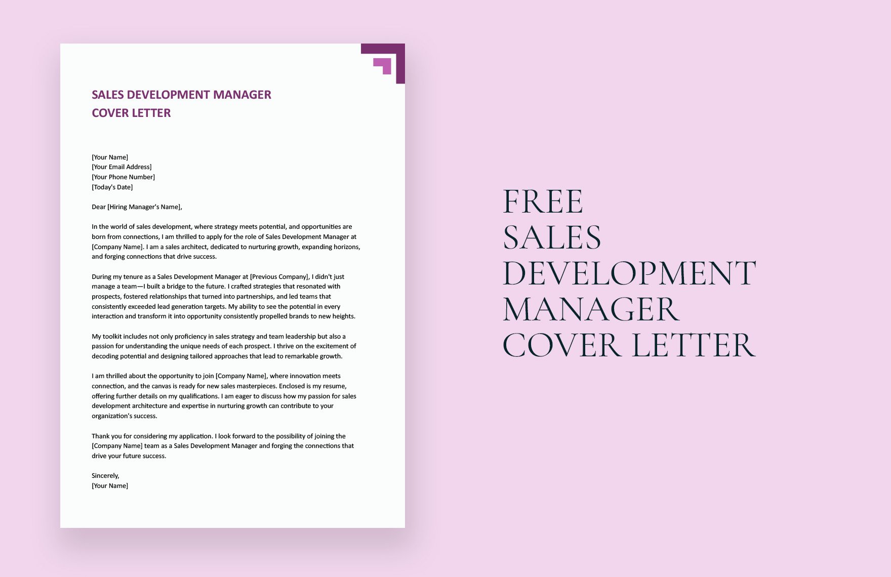 Sales Development Manager Cover Letter