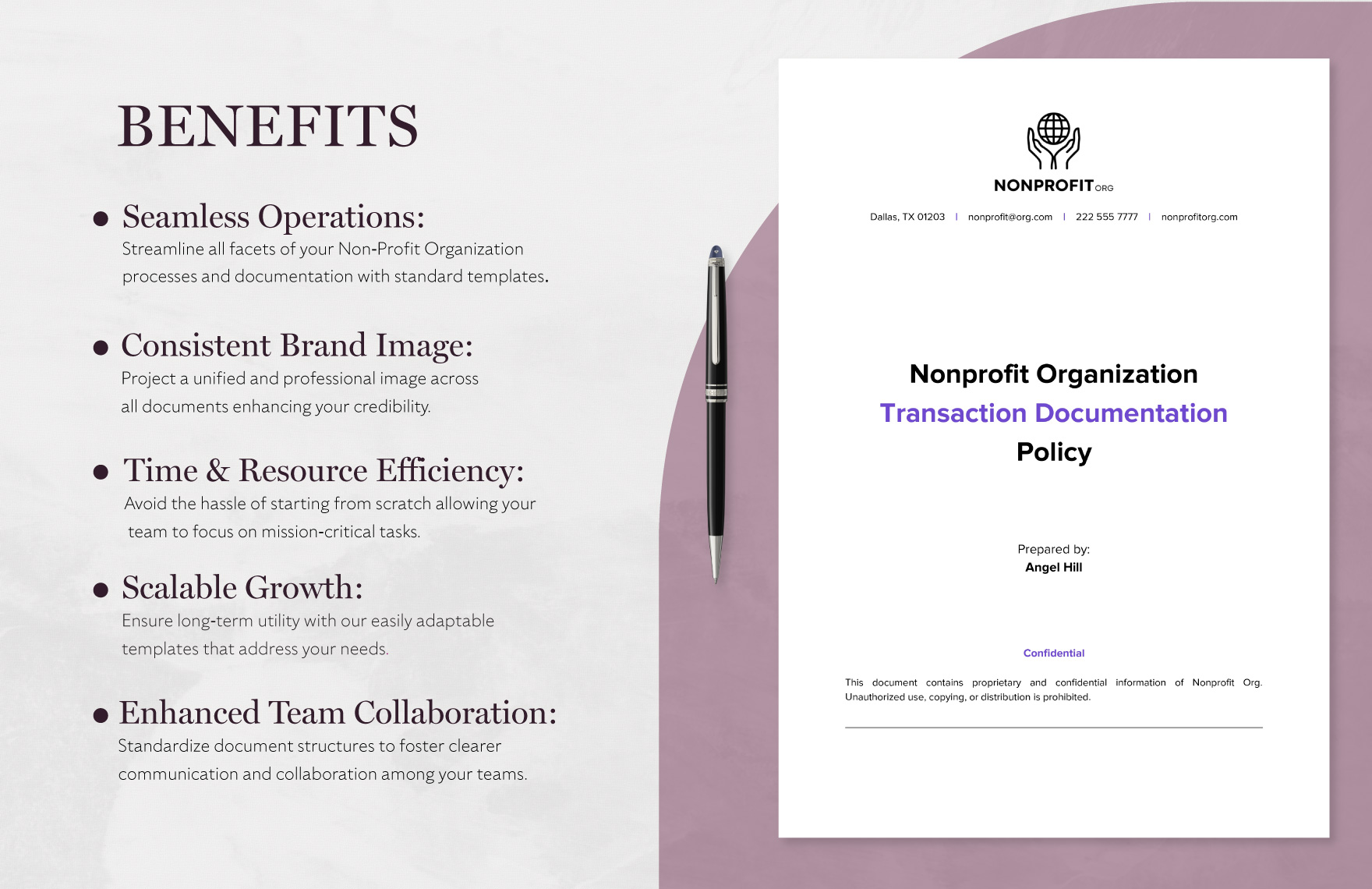 Nonprofit Organization Transaction Documentation Policy Template