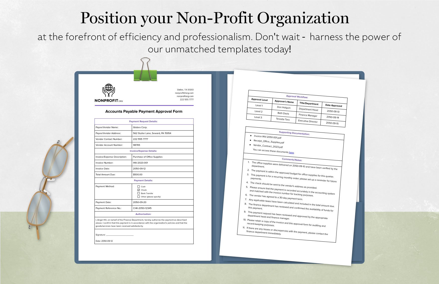 Nonprofit Organization Accounts Payable Payment Approval Form Template