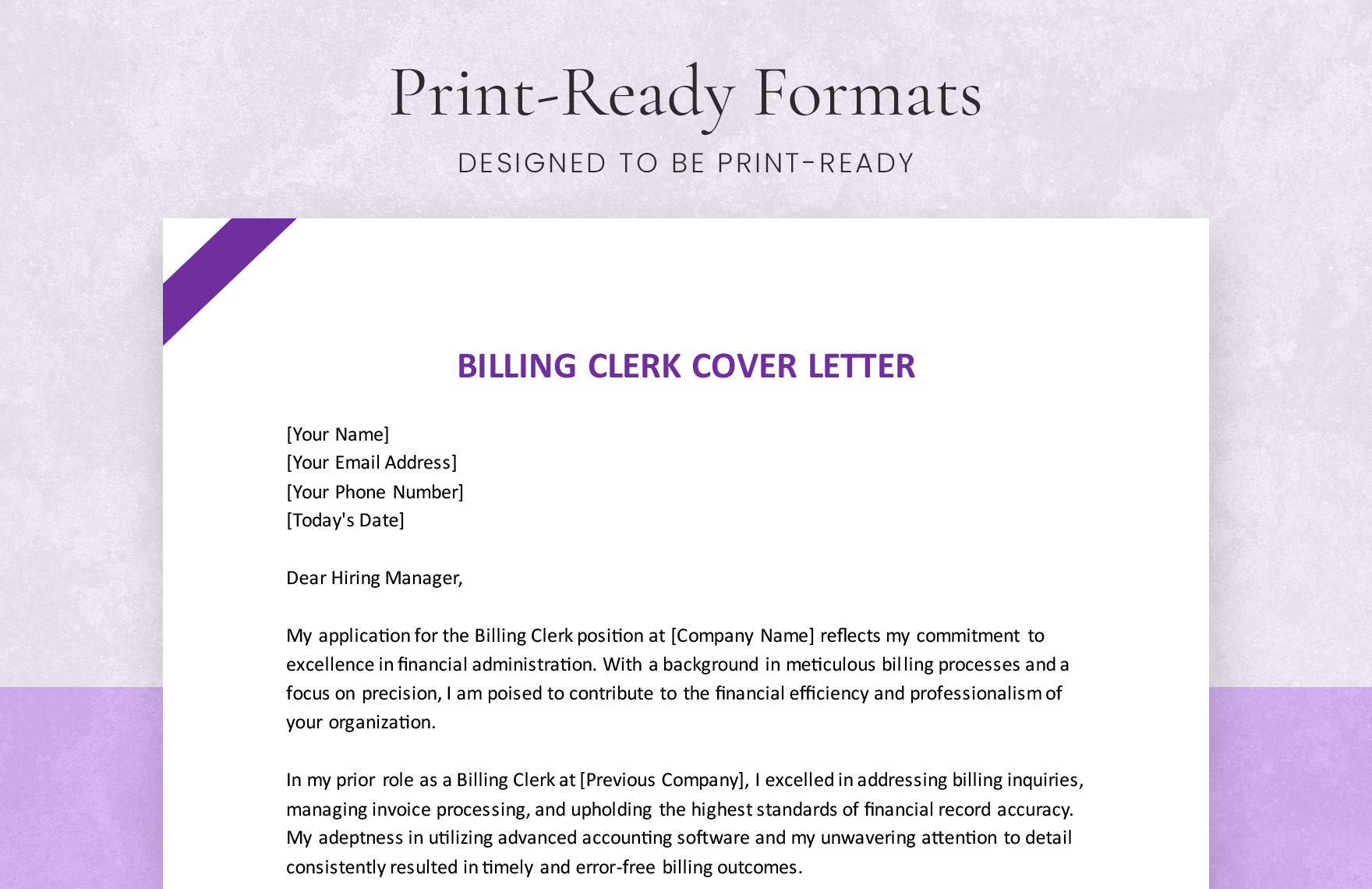 Billing Clerk Cover Letter