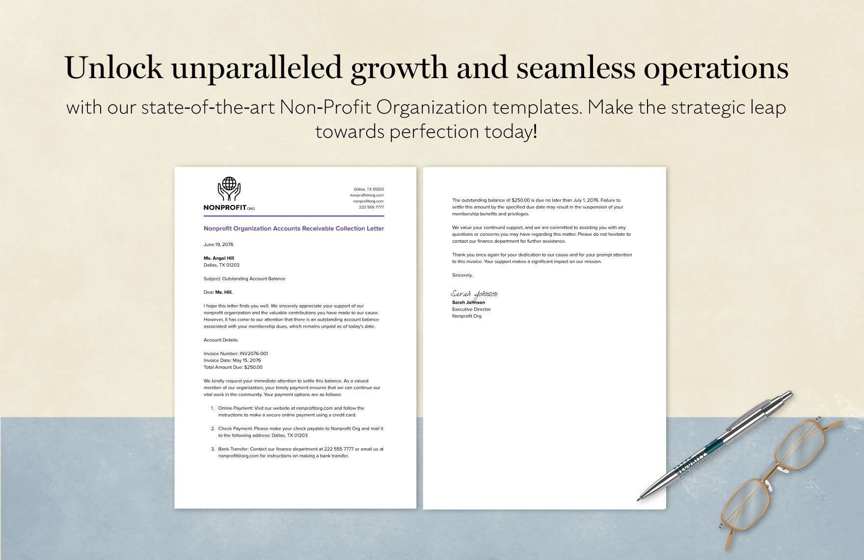 Nonprofit Organization Accounts Receivable Collection Letter Template