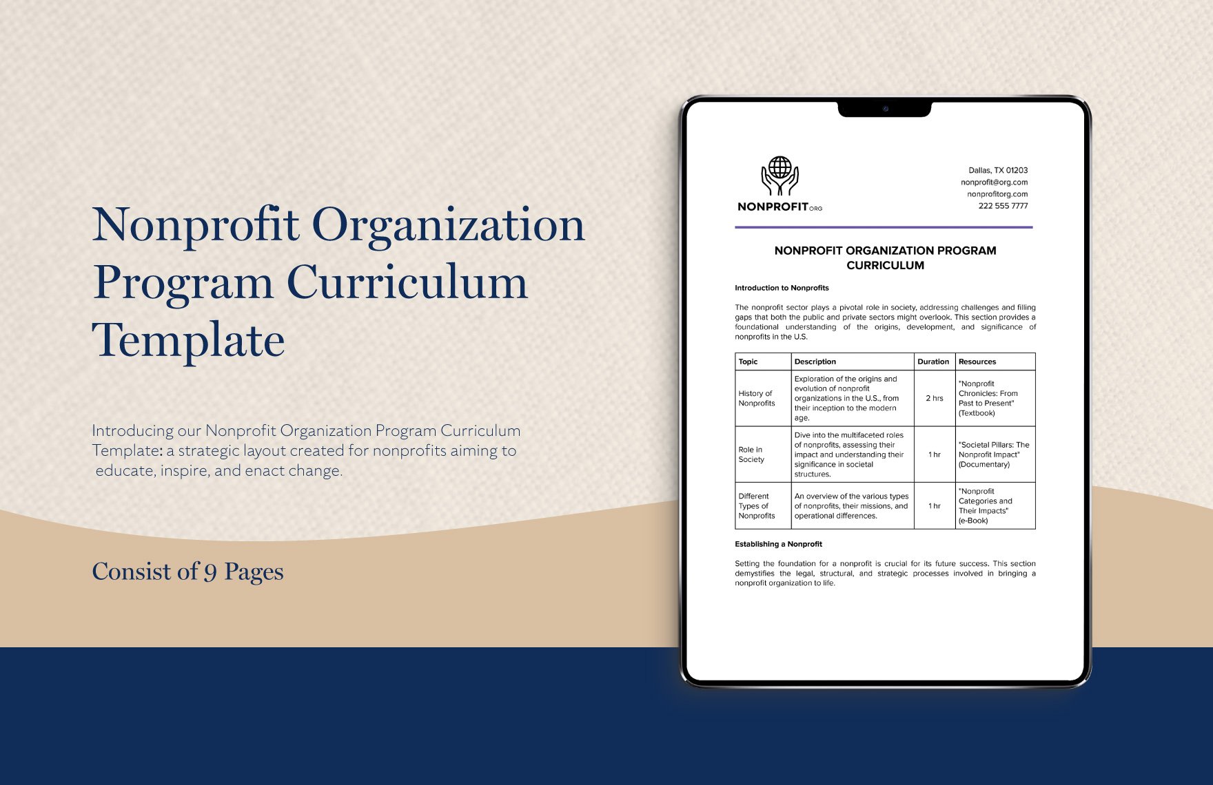 Nonprofit Organization Program Curriculum Template
