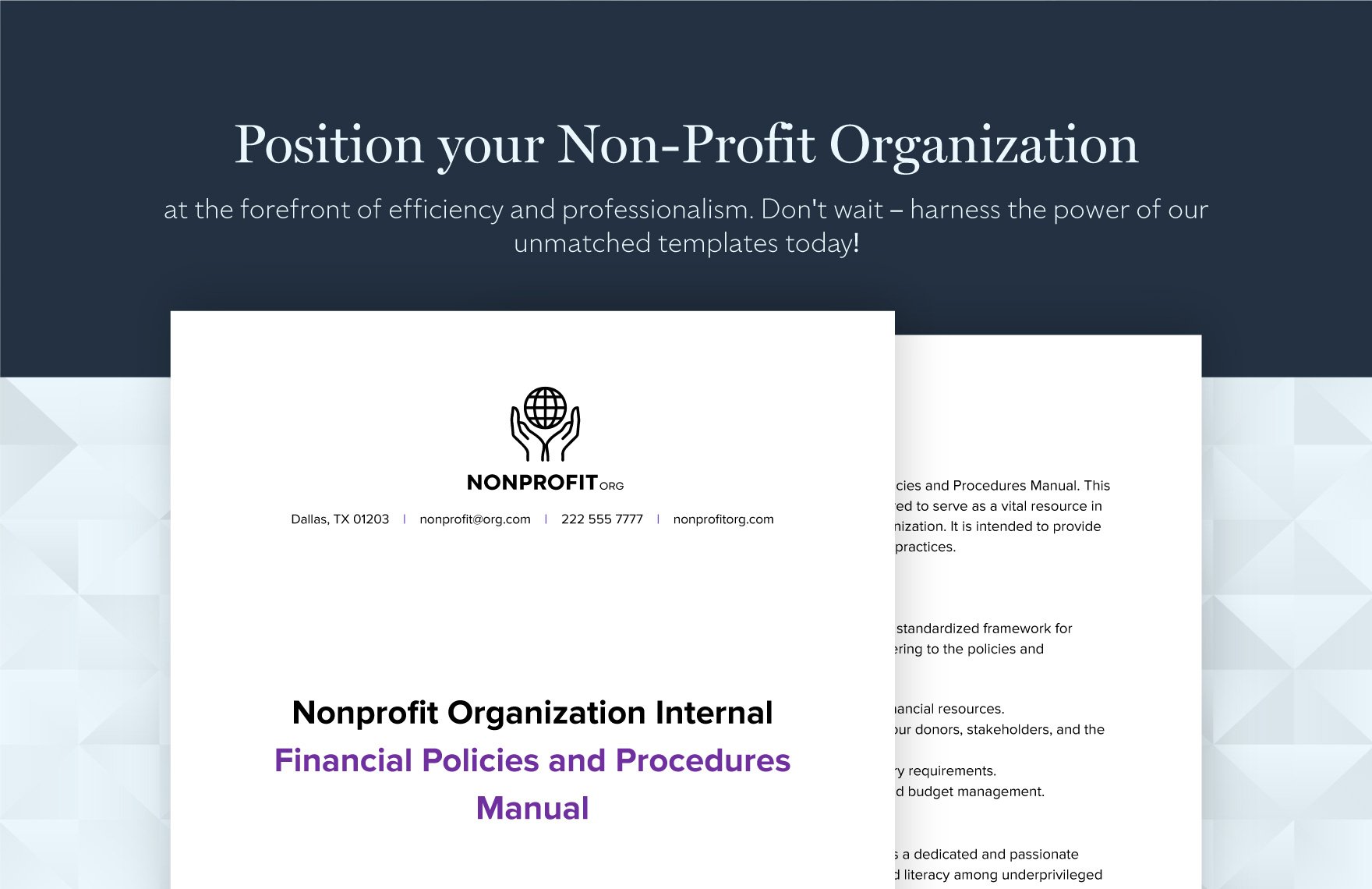 Nonprofit Organization Internal Financial Policies and Procedures Manual Template