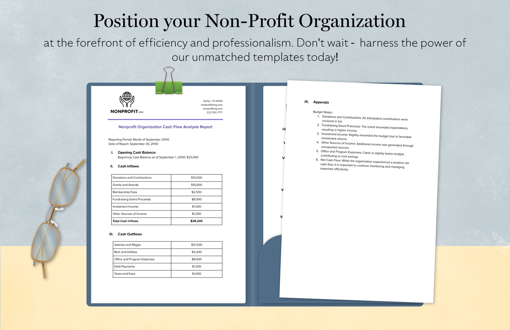 Nonprofit Organization Cash Flow Analysis Report Template